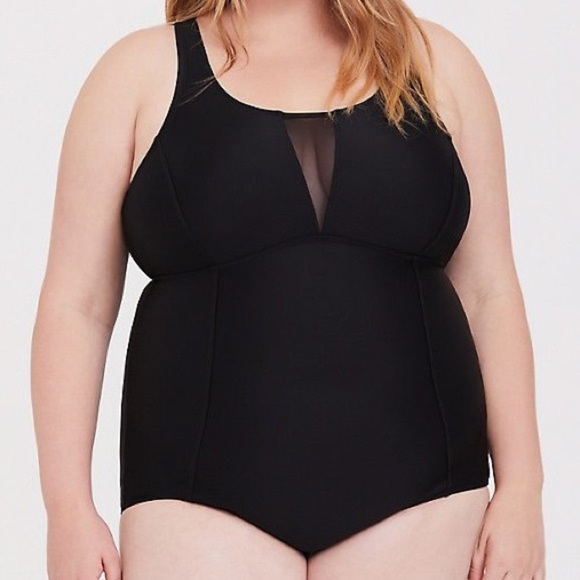NWT!! Torrid Black Mesh Keyhole One Piece, 4X and
